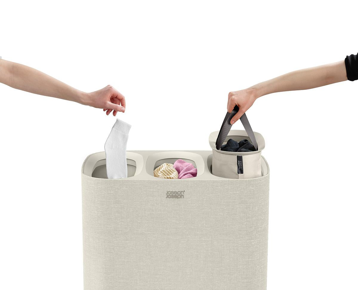 Tota Trio 90L Ecru Laundry Separation Basket-3 Laundry Sections - The Organised Store
