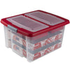 Nesta Christmas Storage Box 32L With Trays For 32 Baubles - Transparent Red