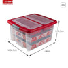 Nesta Christmas Storage Box 32L With Trays For 32 Baubles - Transparent Red