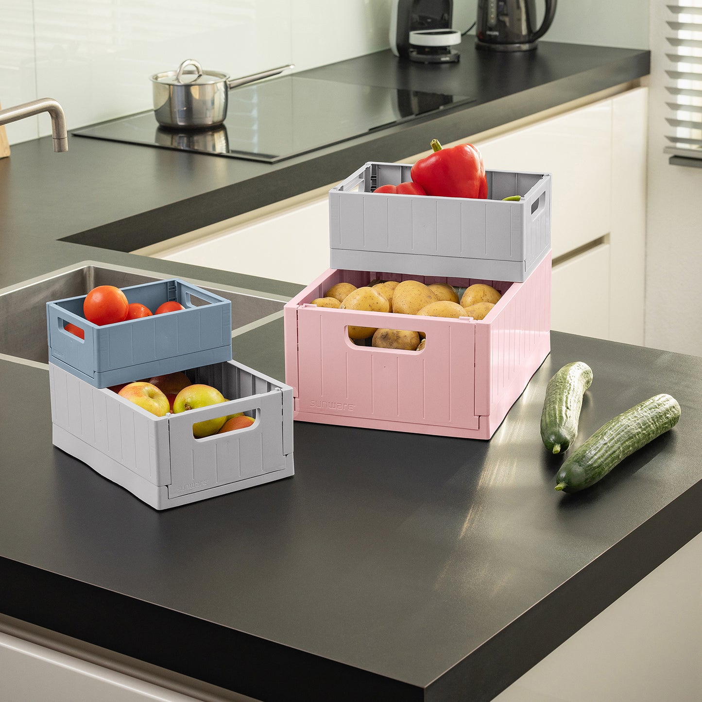 Sigma Stackable Folding Box Range- Pink- 3 Sizes