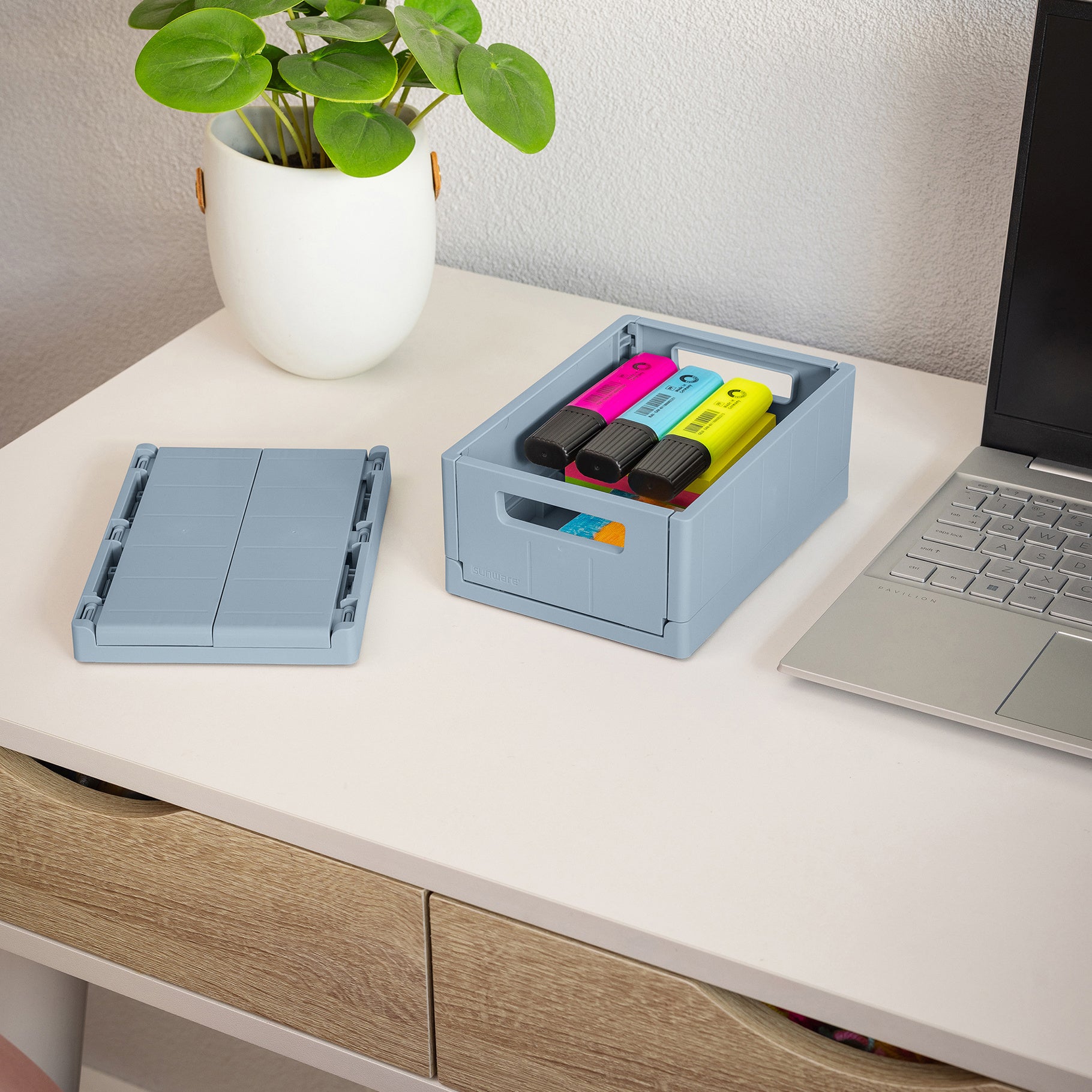 Sigma  Folding Box -Blue-3 Sizes - The Organised Store