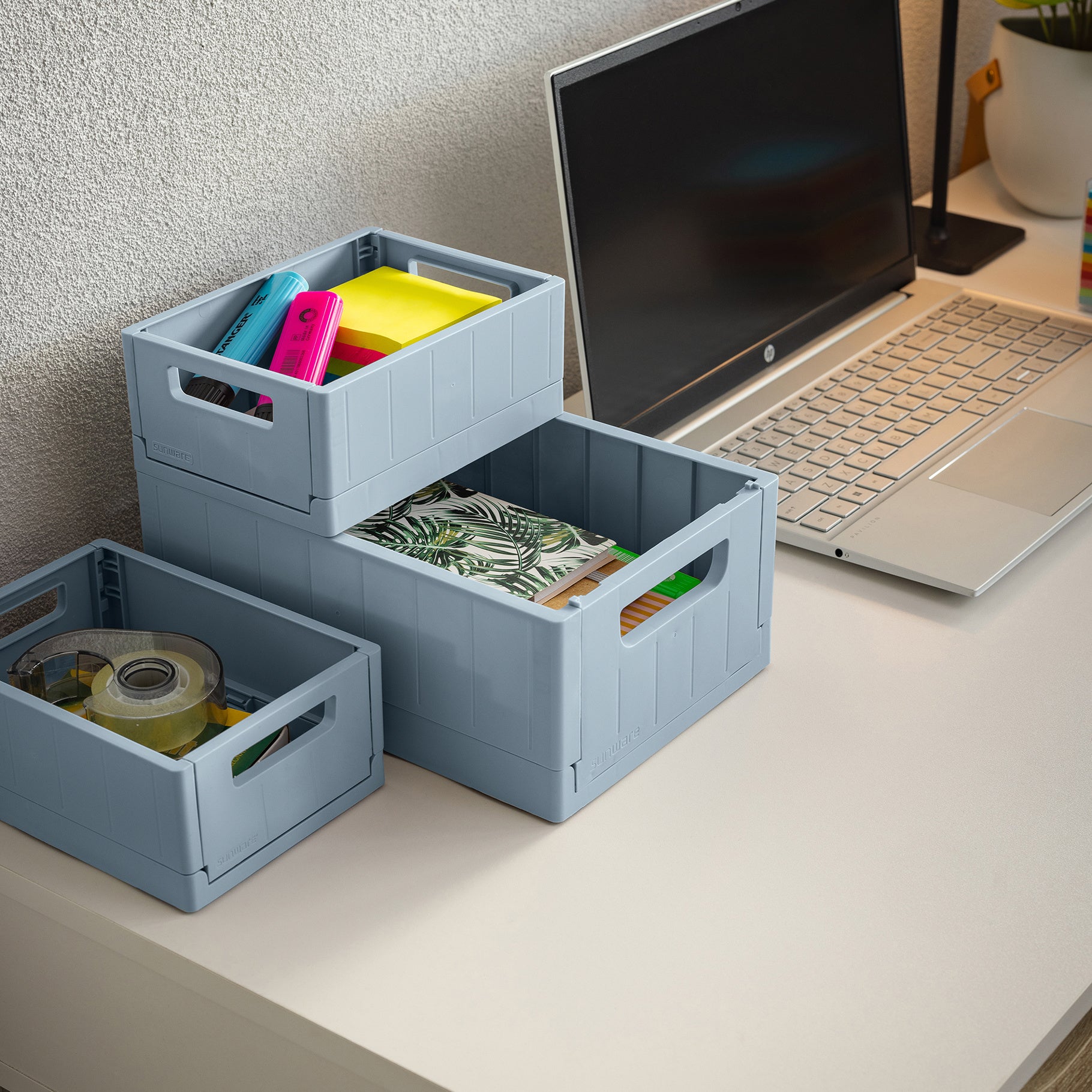 Sigma  Folding Box -Blue-3 Sizes - The Organised Store