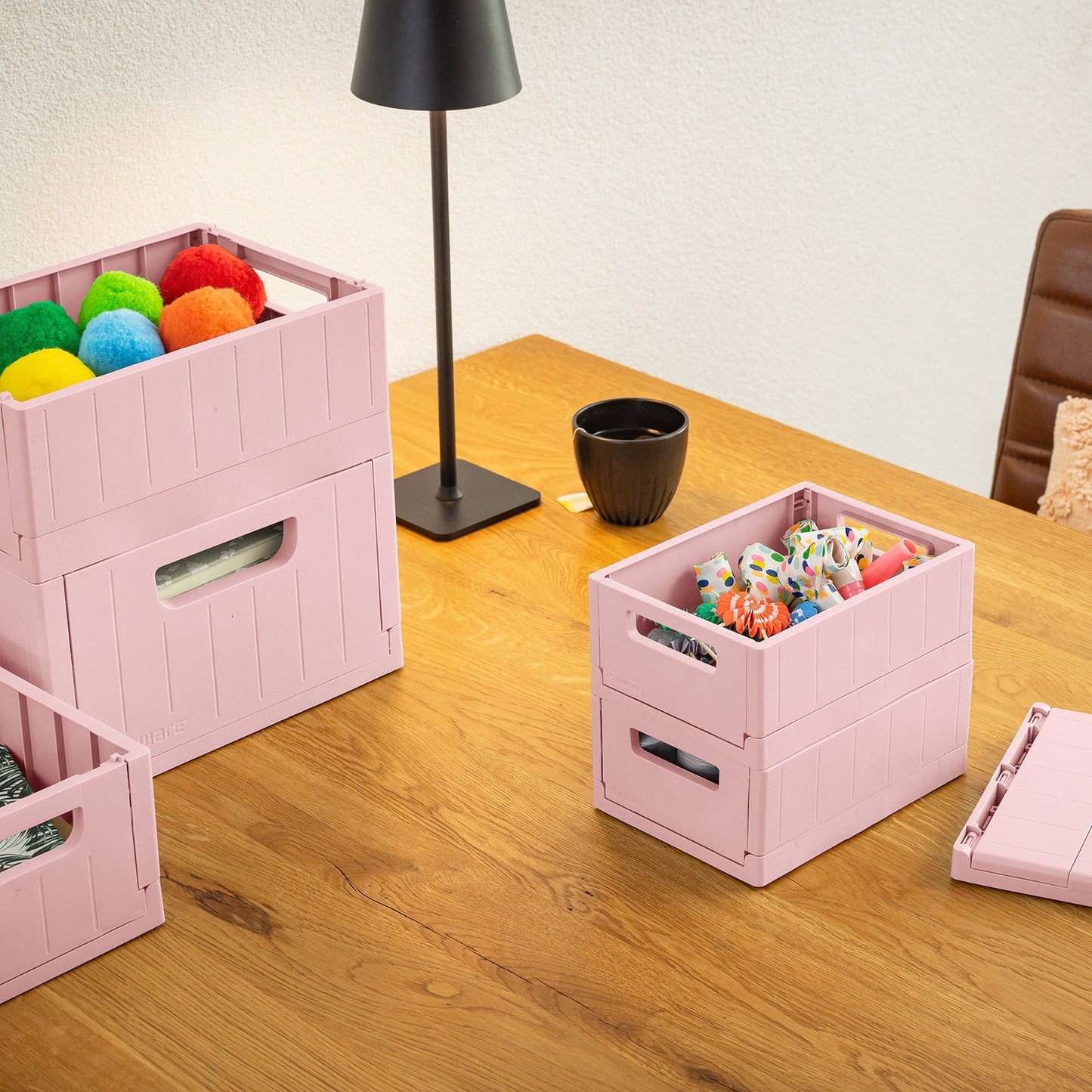 Sigma Stackable Folding Box Range- Pink- 3 Sizes