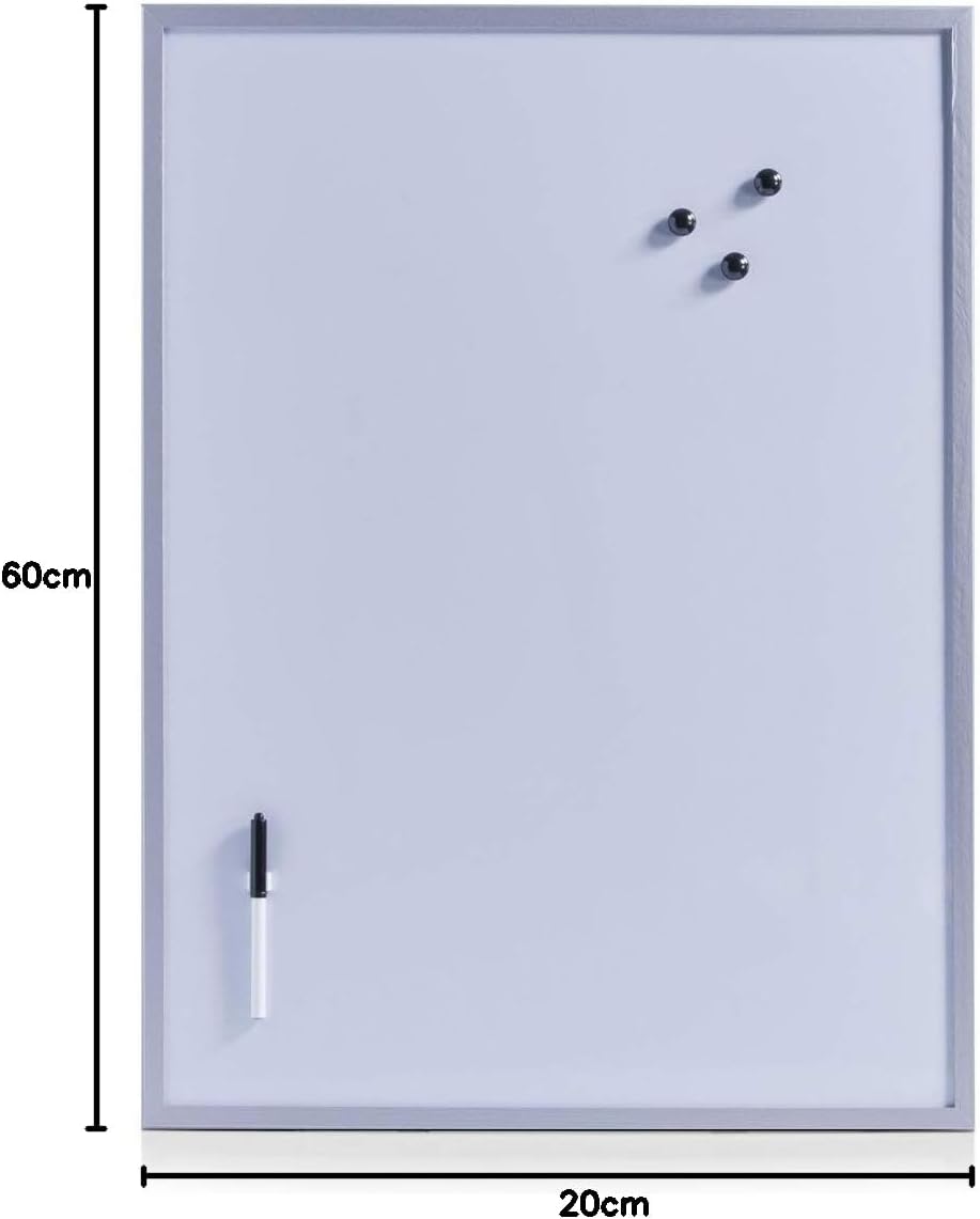 Magnetic White Board- Grey Frame- Large- 80cm x 60cm