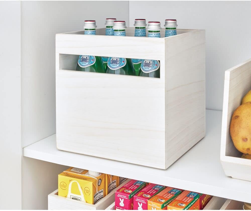 EcoWood Square Wood Storage Box-Whitewash