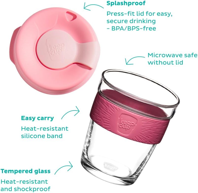 KeepCup- Brew-Glass with Silicon-Medium- 12OZ-Various - The Organised Store