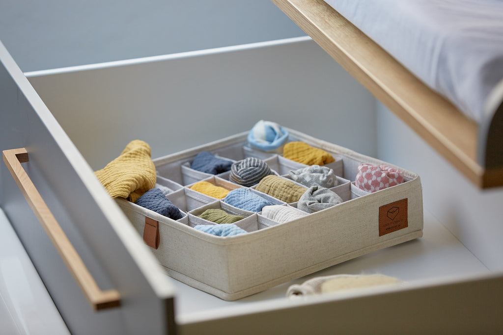 Fabric Wardrobe Organiser With 24 Compartments - Cream