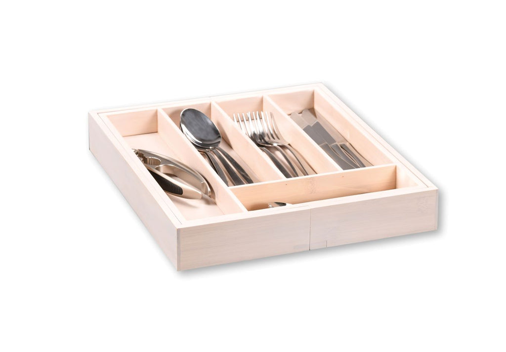 Adjustable Cutlery Tray - White Bamboo