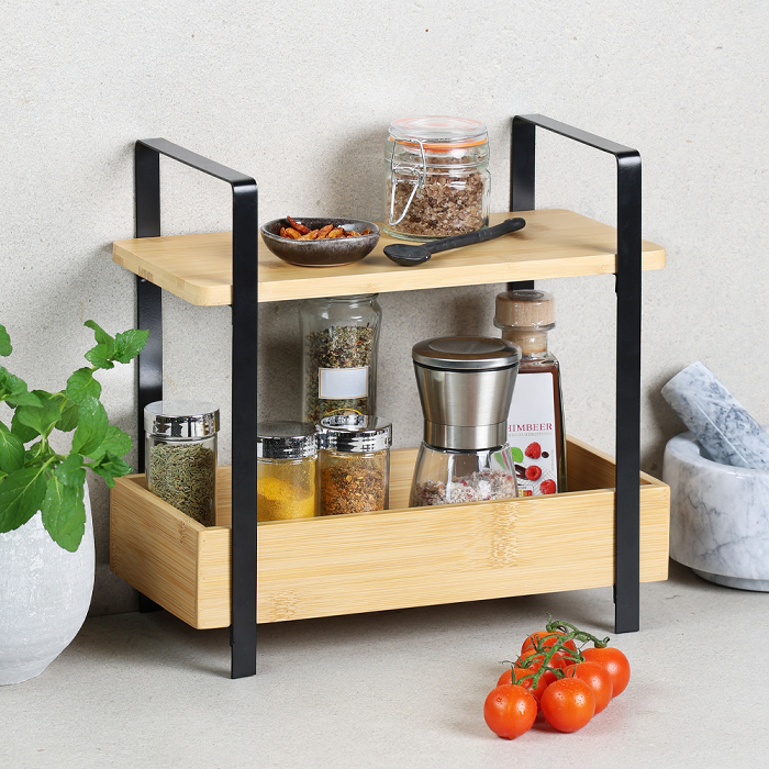 Kitchen Shelf- Two Tier- Bamboo- Space Saver