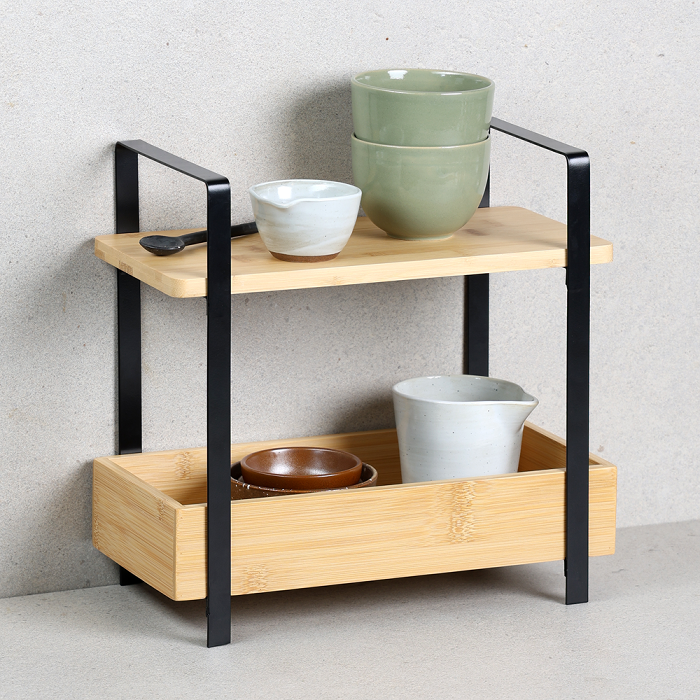 Kitchen Shelf- Two Tier- Bamboo- Space Saver