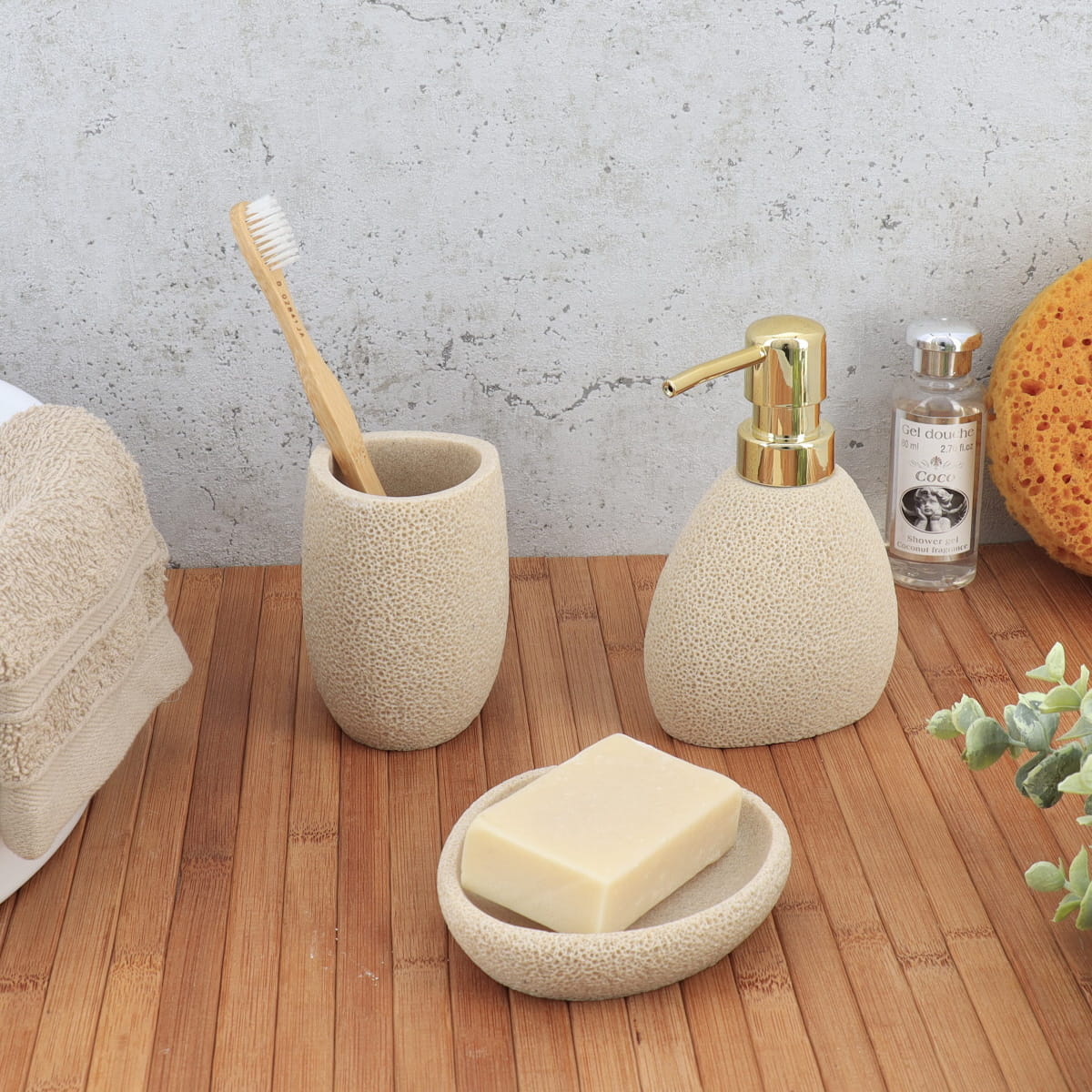 Polyresin Bathroom Accessories - Sea Sponge Style