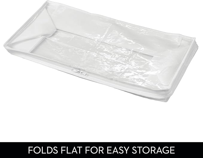 Large Fabric Storage Bags with Zipper - Set of 2 - White/Clear