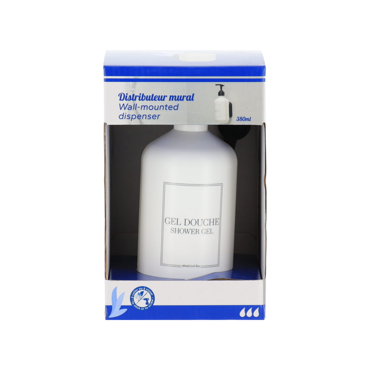 Shower Gel Dispenser- Plastic with Wall Support