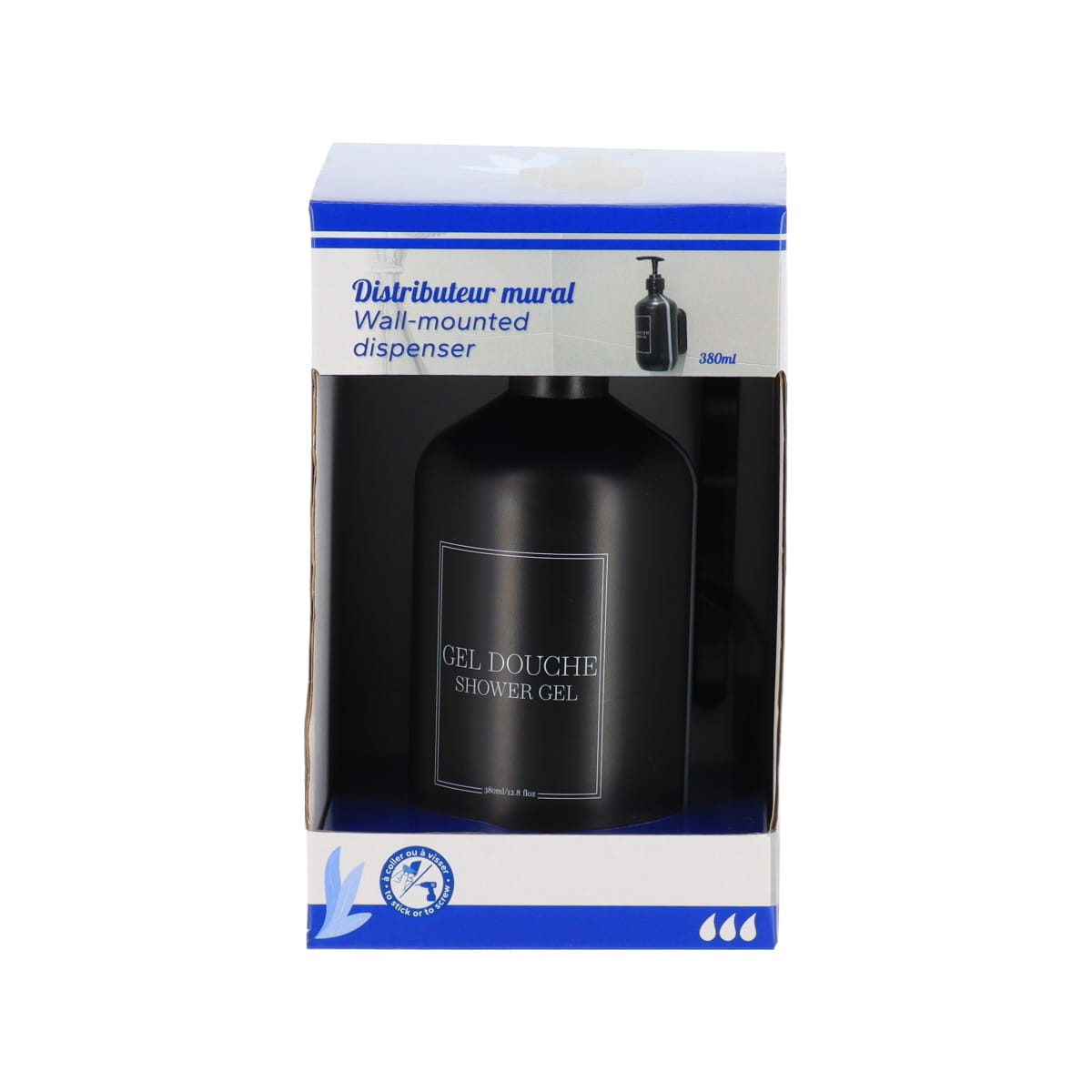 Shower Gel Dispenser- Plastic with Wall Support