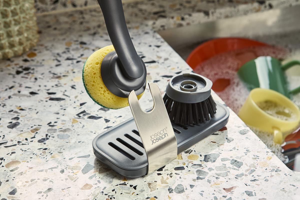SinkTech™ Washing Up Brush & Sponge Set with Steel Stand - The Organised Store