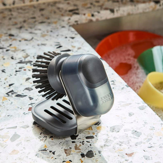 SinkTech™ Compact Soap Dispensing Washing Up Brush with Steel Stand