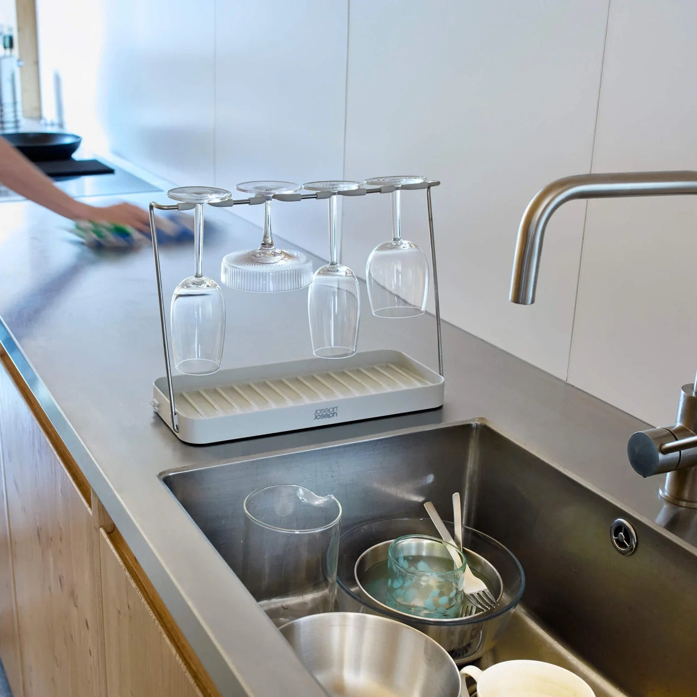 Folding Wine Glass Drying Rack, Stone