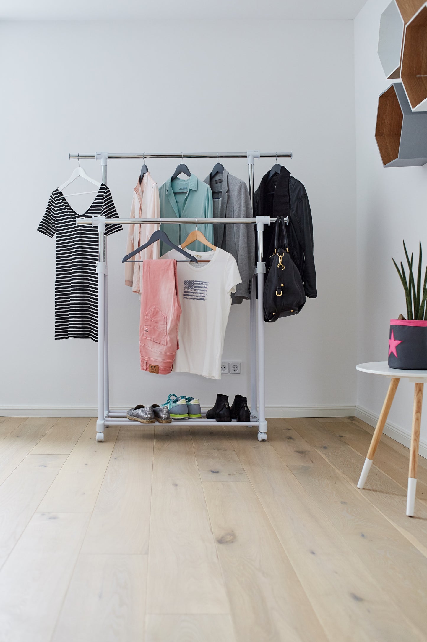Rolling Clothes Rack on Casters- XXL