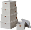 Storage Boxes With Lids - Set of 5 - Cream