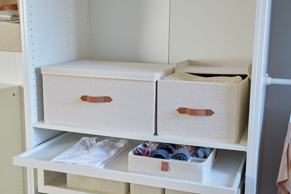 Fabric Storage Box With Lid - Cream