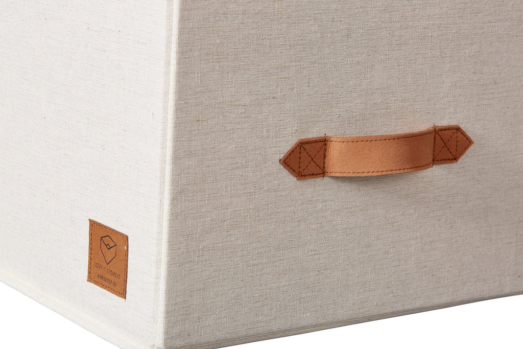 Fabric Storage Box With Hinged Lid Cream The Organised Store