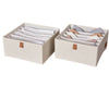 Fabric Wardrobe Organiser With 6 Compartments - 2 Pieces - 30cm x 30cm x 15cm- Cream