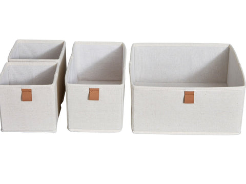 Fabric Wardrobe Organiser - Set of 5 - Cream