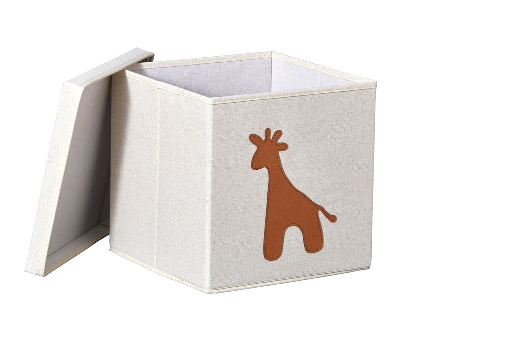 Storage Box With Lid - White With Giraffe
