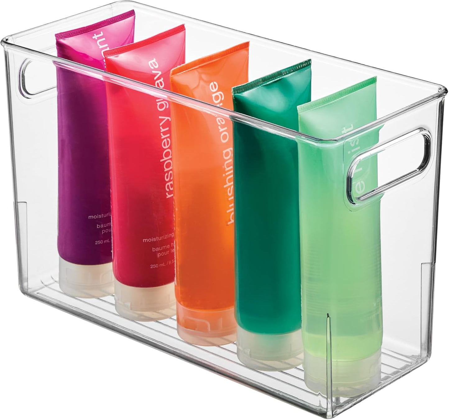 Slim Clear Plastic Storage Bin- Multi Purpose Tall Narrow Organiser
