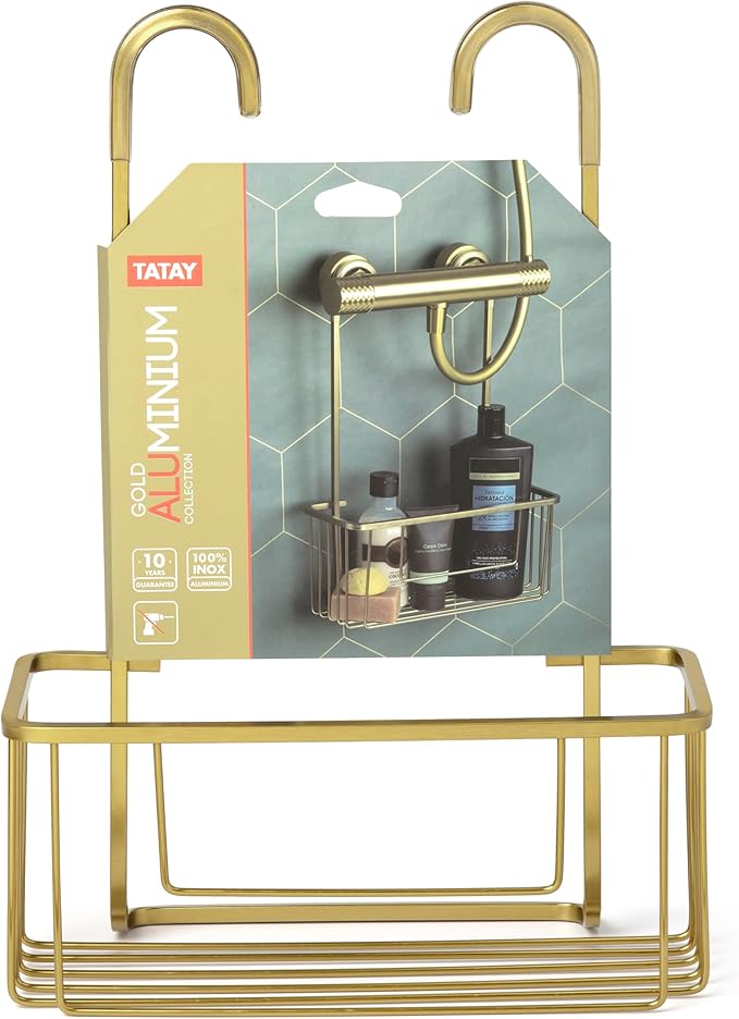 One Tier Shower Caddy Aluminium Gold