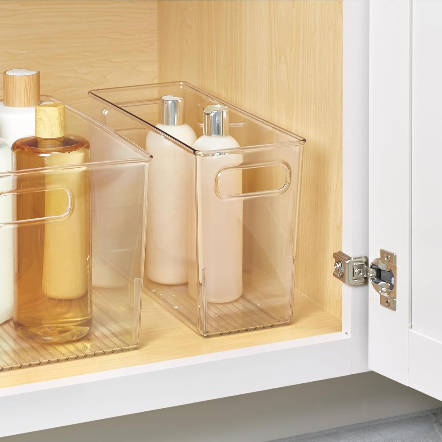 Slim Clear Plastic Storage Bin- Multi Purpose Tall Narrow Organiser