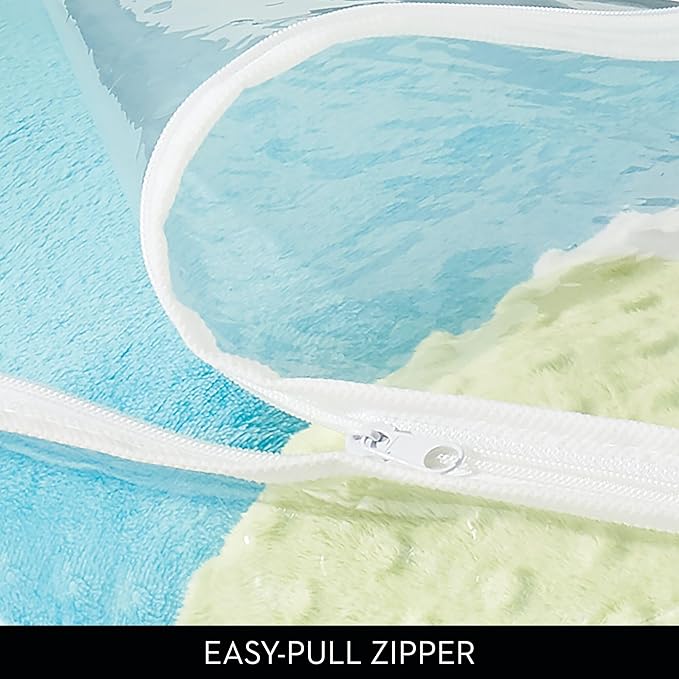 Large Fabric Storage Bags with Zipper - Set of 2 - White/Clear