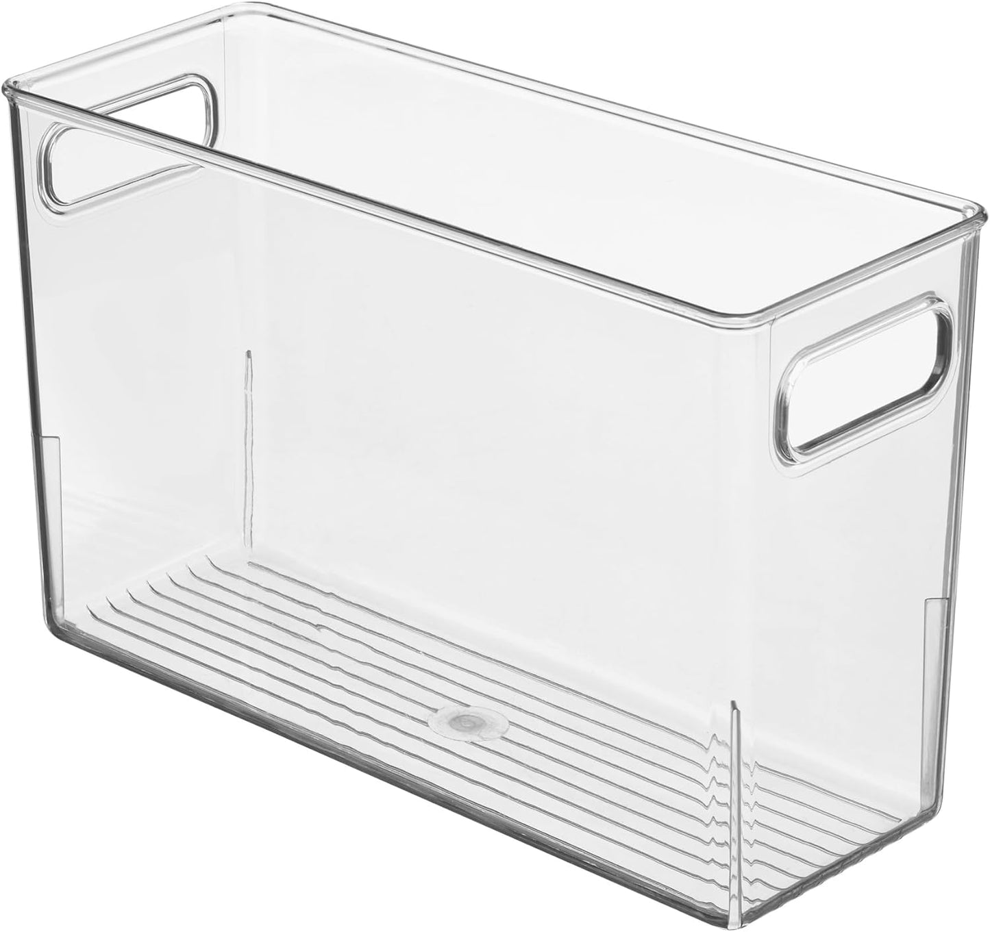 Slim Clear Plastic Storage Bin- Multi Purpose Tall Narrow Organiser
