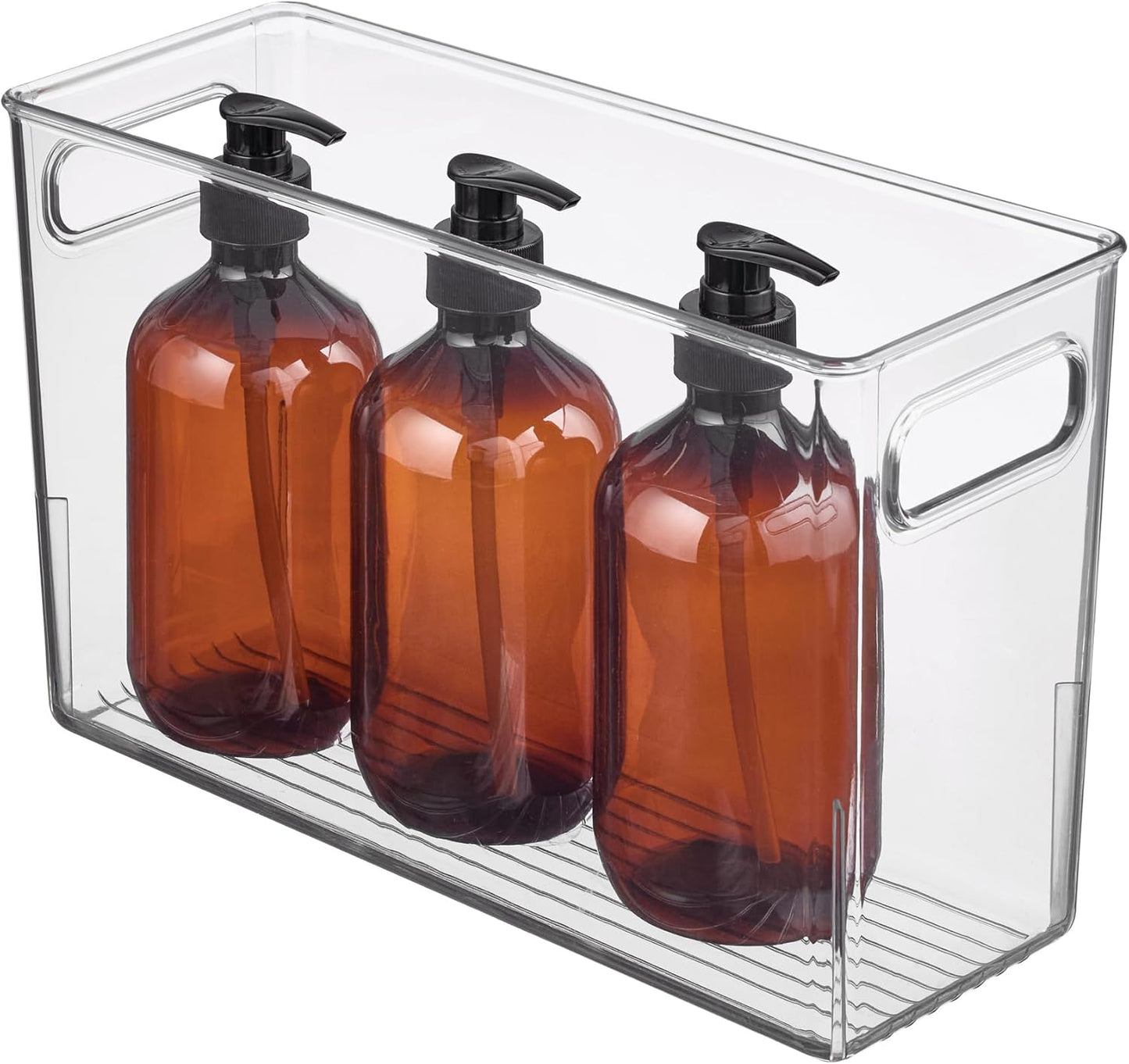 Slim Clear Plastic Storage Bin- Multi Purpose Tall Narrow Organiser