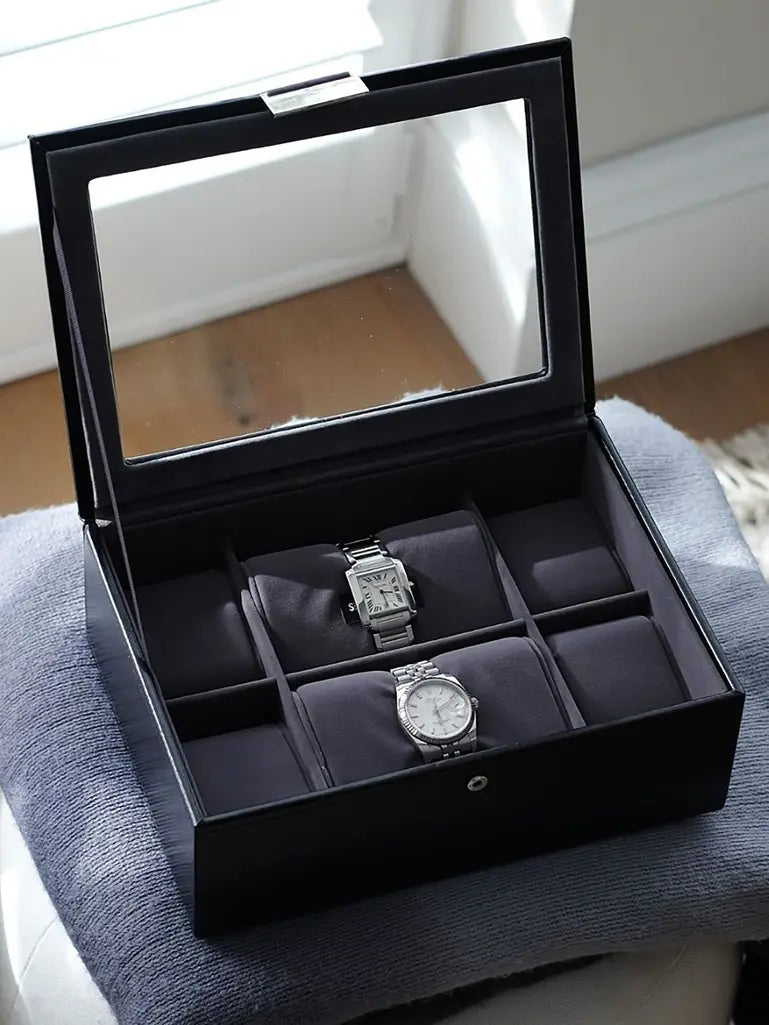 Black 8 Piece Watch Box