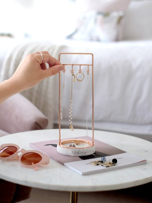Marble 8 Hook Jewellery Stand