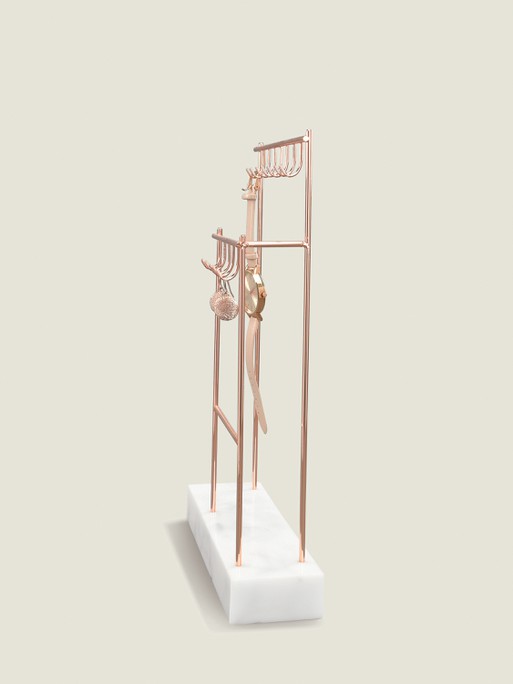 Large Rose Gold 12 Hook Jewellery Stand
