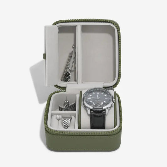 Green Canvas Watch & Jewellery Box