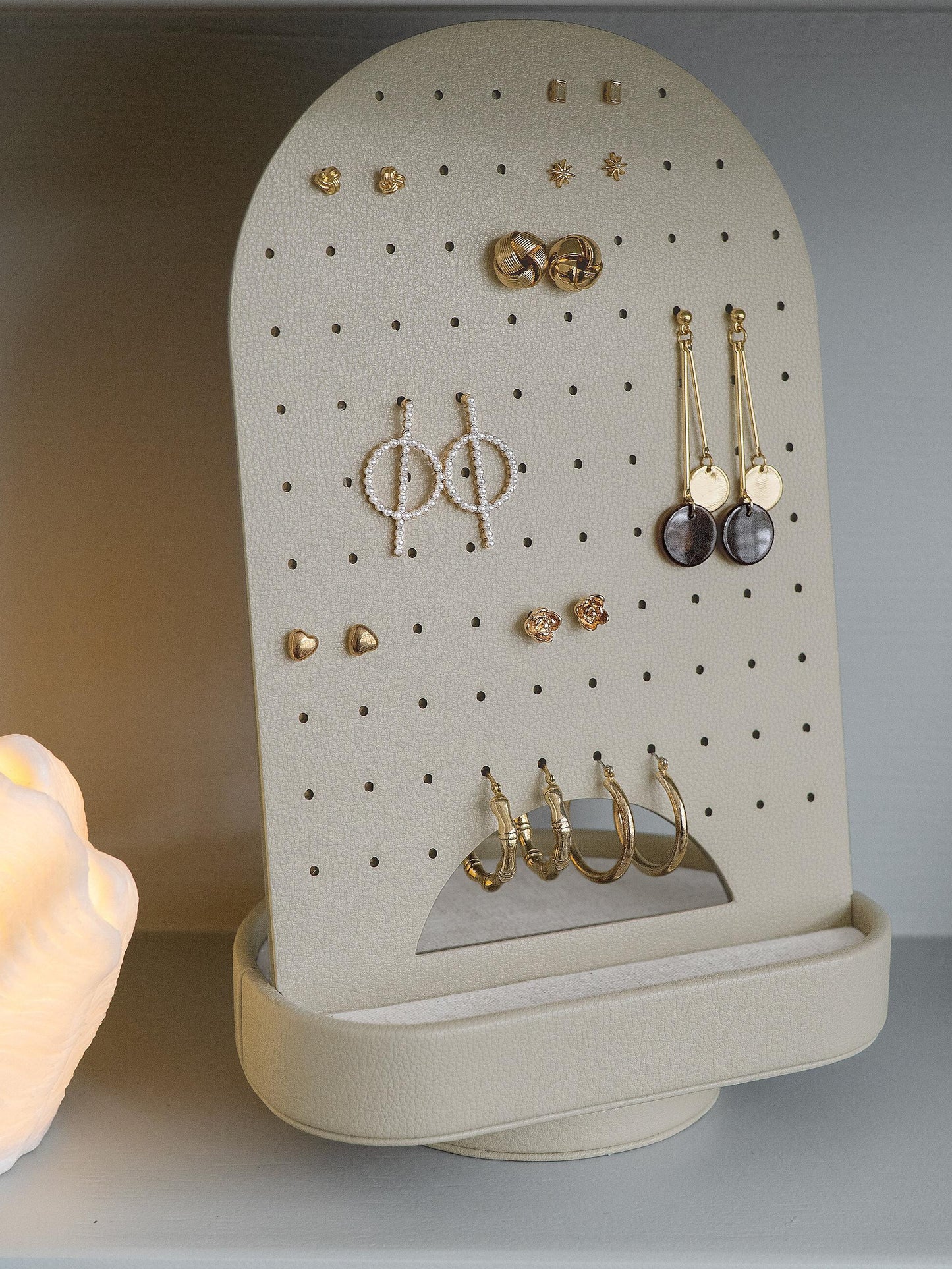 Oatmeal &amp; Linen Rotating Earring Organiser