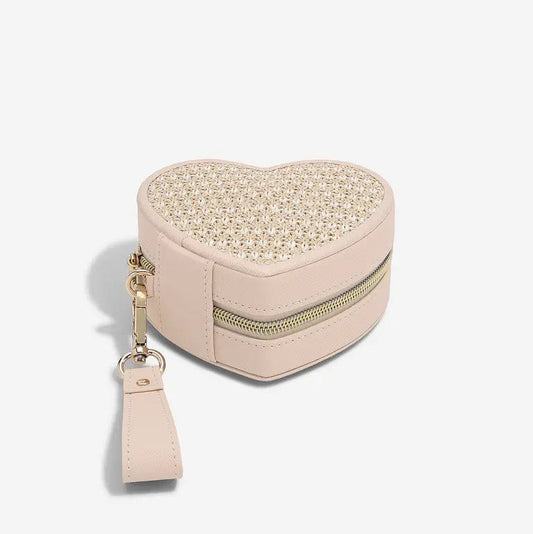 Heart Jewellery Box - Blush Pink Raffia