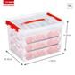 Q-Line Christmas Storage Box 22L With Trays For 60 Baubles - Transparent Red