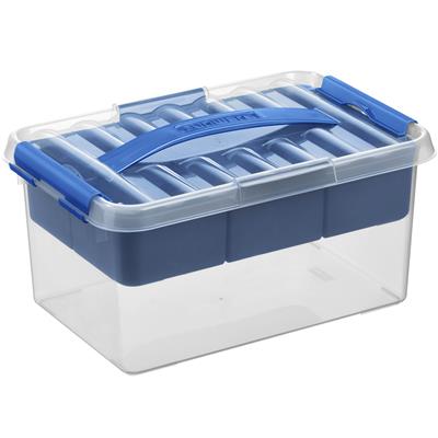 Q-Line Storage Box With Tray 6L - Transparent Blue - The Organised Store