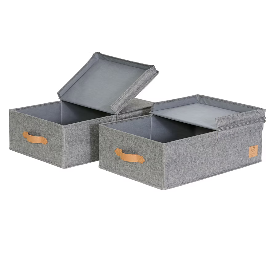 Storage Boxes with Flip Lid - Set of 2