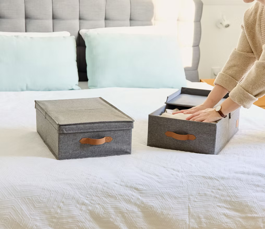 Storage Boxes with Flip Lid - Set of 2