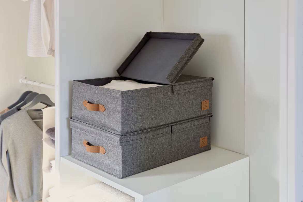 Storage Boxes with Flip Lid - Set of 2