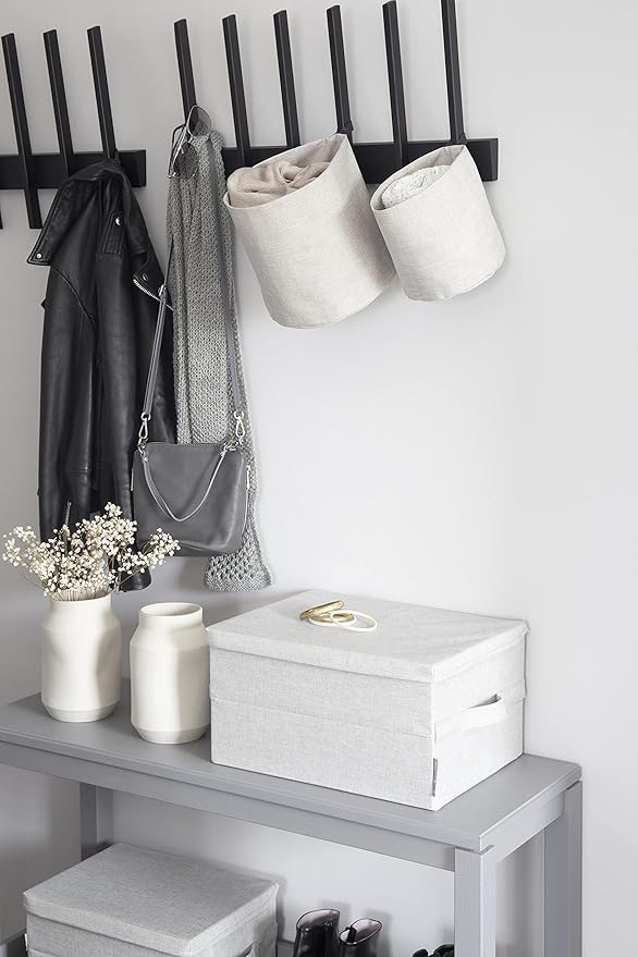 Hanging Basket Storage - Round  & Linen Look - Hanging Storage Solution-Beige-Small - The Organised Store