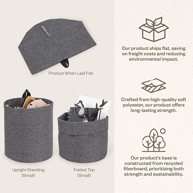 Hanging Round Wall Storage Basket with Loop  -Grey-Small - The Organised Store