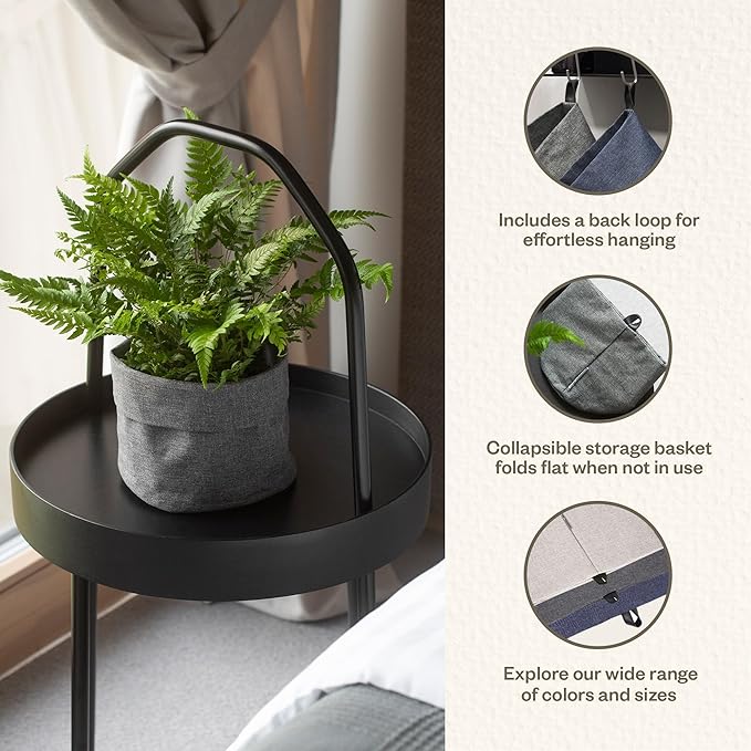 Hanging Round Wall Storage Basket with Loop  -Grey-Small - The Organised Store