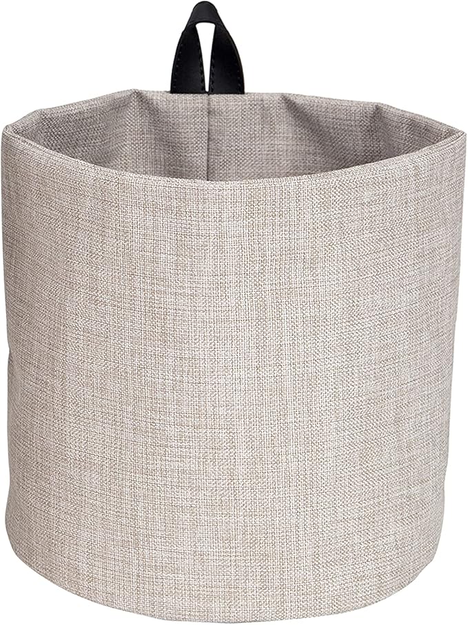 Hanging Basket Storage - Round  & Linen Look - Hanging Storage Solution-Beige-Small - The Organised Store