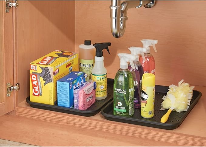 Plastic Under Sink Mat Tray for Kitchen Cabinet, Bathroom, Entryways, Office, Mudroom, College Dorm